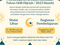 PERUBAHAN PEMBELAJARAN DI BULAN RAMADAN TAHUN 1446 HIJRIAH / 2O25 MASEHI