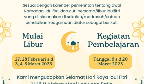 PERUBAHAN PEMBELAJARAN DI BULAN RAMADAN TAHUN 1446 HIJRIAH / 2O25 MASEHI